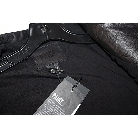 New with Tags -Paige "GIANNA" Leather Biker Jacket, color Black, size Medium - Picture 3 of 11